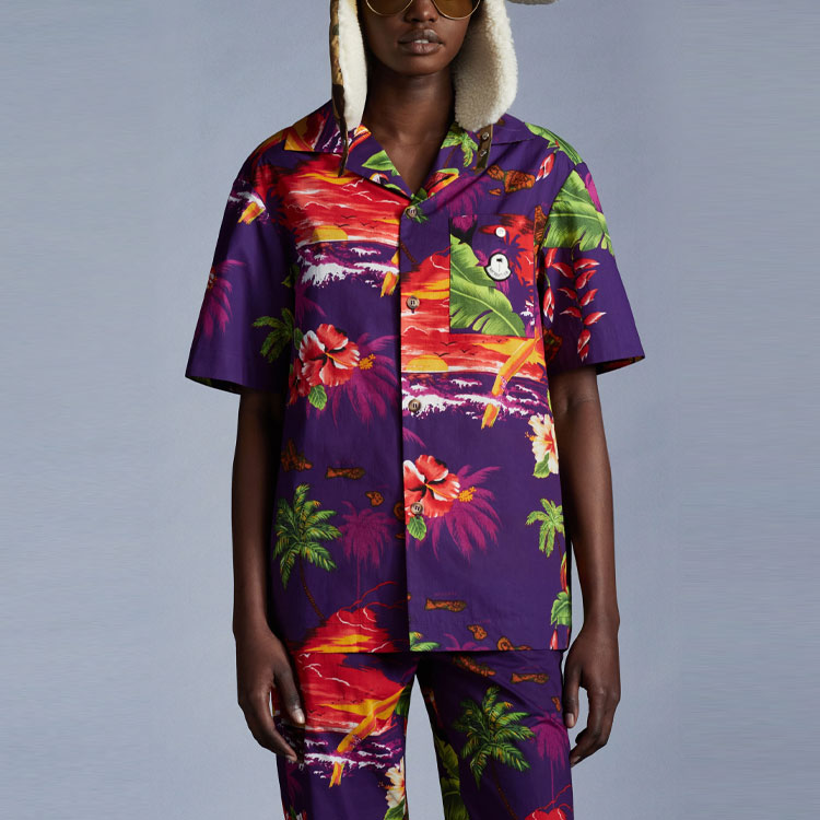 MONCLER GENIUS PALM ANGELS FW21 Baden Hawaiian Print Purple Unisex Shirt G209L2F00002M1395650 圖 6