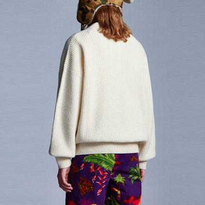 MONCLER GENIUS x Palm Angels FW21 コラボ リブ編みウールセーター ユニセックス シルキー ホワイト G209L9C00002M1241034 Shop MONCLER GENIUS x Palm Angels FW21 コラボ リブ編みウールセーター ユニセックス シルキー ホワイト G209L9C00002M1241034