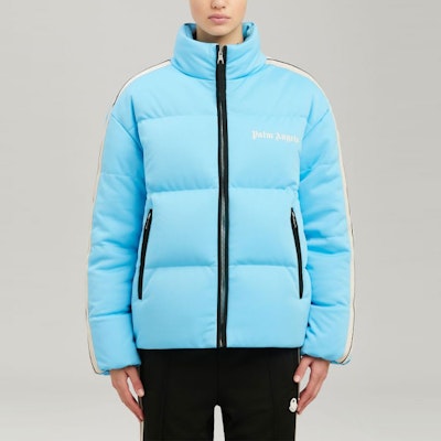 MONCLER GENIUS x PALM ANGELS FW21 Logo Puffer Jacket Unisex Blue. G209l1A00019M1356715 Purchase MONCLER GENIUS x PALM ANGELS FW21 Logo Puffer Jacket Unisex Blue. G209l1A00019M1356715