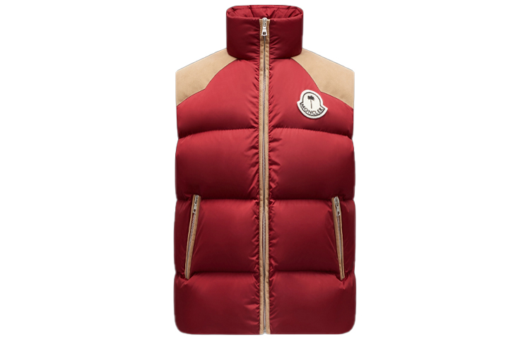 MONCLER GENIUS PALM ANGELS FW21 Red Down Vest Unisex with Logo Detail. G209L1A00020M1352439