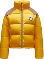 MONCLER GENIUS x PALM ANGELS FW21 Ski Season Logo Patchwork Down Jacket Yellow G209L1A00015M1352105 MONCLER GENIUS x PALM ANGELS FW21 Ski Season Logo Patchwork Down Jacket Yellow G209L1A00015M1352105