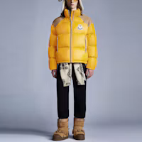 Lookbook MONCLER GENIUS x PALM ANGELS FW21 Ski Season Logo Patchwork Down Jacket Yellow G209L1A00015M1352105