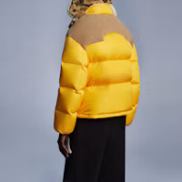 Purchase MONCLER GENIUS x PALM ANGELS FW21 Ski Season Logo Patchwork Down Jacket Yellow G209L1A00015M1352105