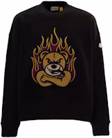 Order MONCLER GENIUS x PALM ANGELS FW22 Cartoon Bear Embroidery Pullover Sweatshirt Black 8G00009M2513999