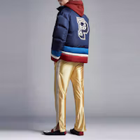 Shop MONCLER GENIUS x PALM ANGELS FW22 Denneny Down Jacket Unisex Navy Blue H209L1A00009M2581P74