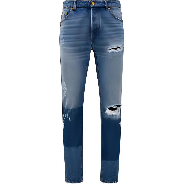 MONCLER GENIUS x PALM ANGELS FW22 Distressed Straight-Leg Jeans Men Blue. H209L2A00003M2503795