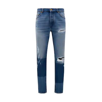 MONCLER GENIUS PALM ANGELS FW22 Distressed Straight-Leg Jeans Men Blue. H209L2A00003M2503795