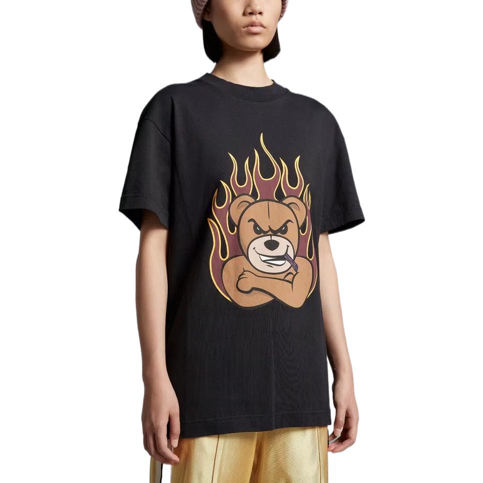 Purchase MONCLER GENIUS x PALM ANGELS FW22 Flame Anime Print Unisex Black Tee H209L8C00003M2511999