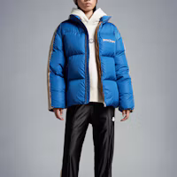 Lookbook MONCLER GENIUS x Palm Angels FW22 Logo Print Short Down Jacket Blue Unisex. H209L1A00016M2563756