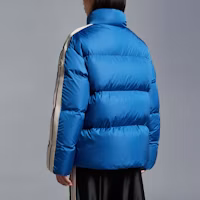 Purchase MONCLER GENIUS x Palm Angels FW22 Logo Print Short Down Jacket Blue Unisex. H209L1A00016M2563756