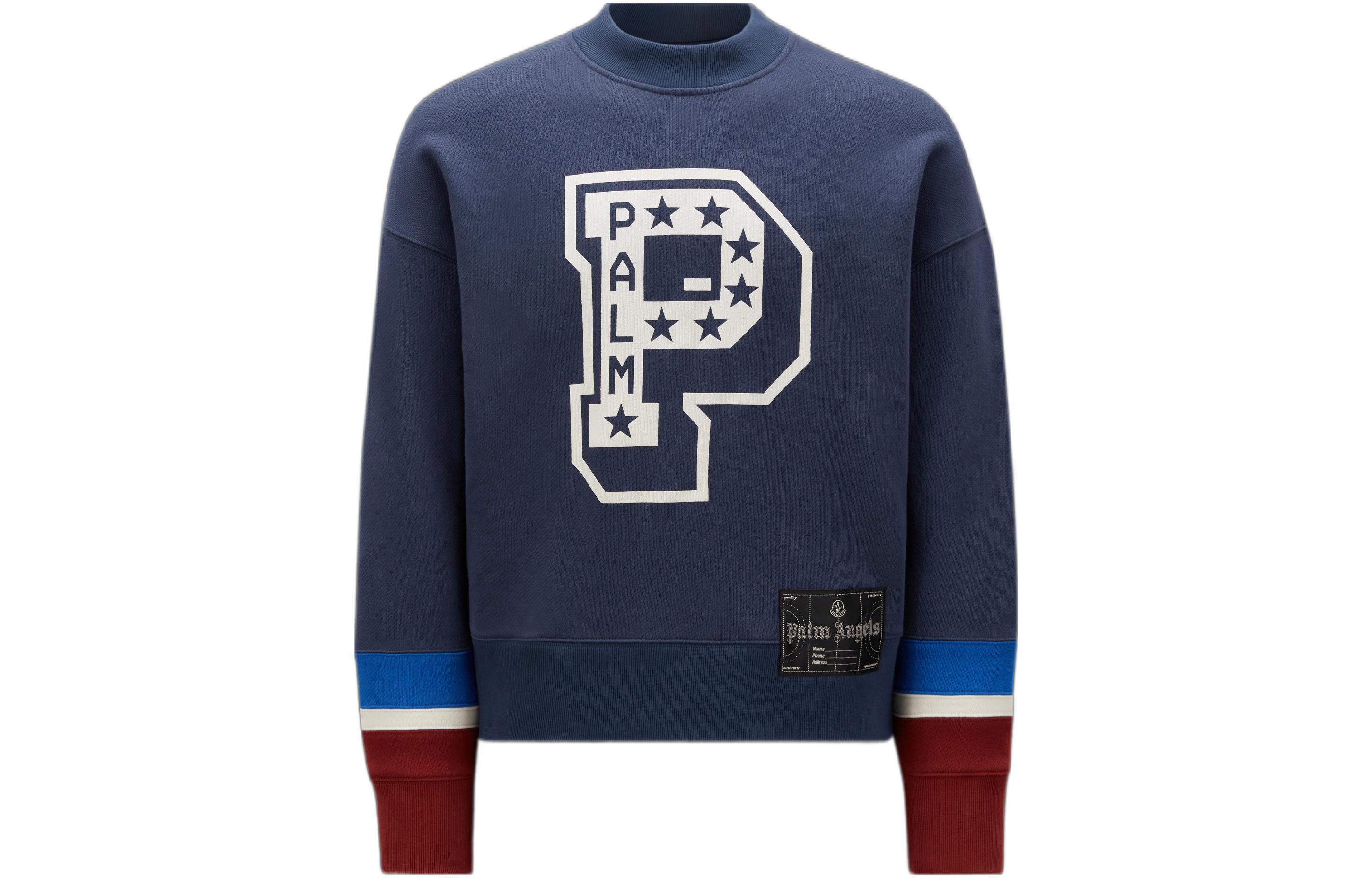 MONCLER GENIUS x Palm Angels FW22 Logo Print Sweatshirt Unisex Light Blue. H209L8G00011M2513730