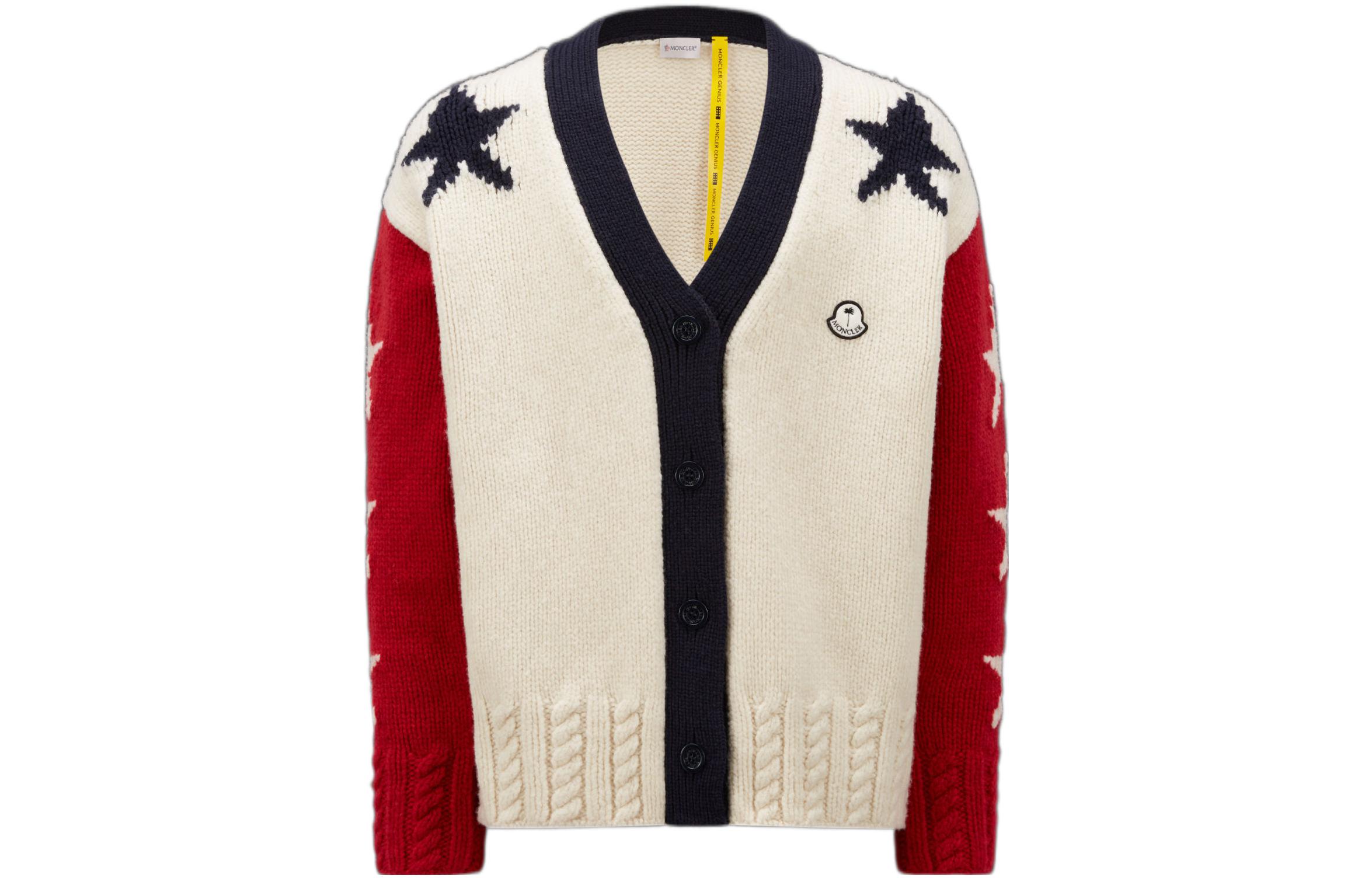 Order モンクレール ジーニアス x パームエンジェルス FW22 スター ジャカード Vネック セーター ユニセックス H209L9B00002M2346047