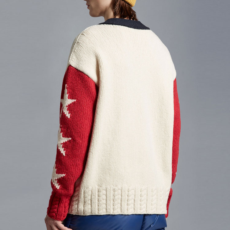 Shop モンクレール ジーニアス x パームエンジェルス FW22 スター ジャカード Vネック セーター ユニセックス H209L9B00002M2346047