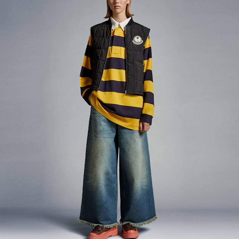 Lookbook MONCLER GENIUS x PALM ANGELS FW23 黑色尼龙复古拉链男女同款马甲。 I209L1A00011M3377999