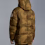 Shop MONCLER GENIUS x PALM ANGELS FW23迷彩高領連帽羽絨外套棕色男女款 I209L1A00018M3766F28