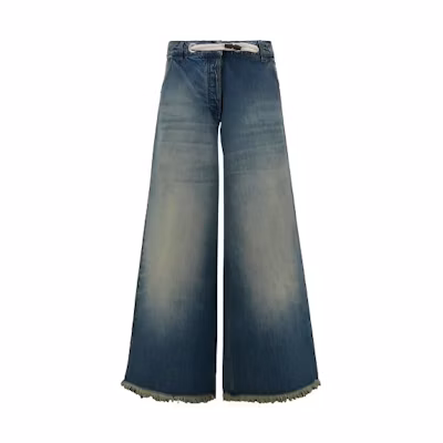 MONCLER GENIUS PALM ANGELS FW23 Fringe Wide-Leg Jeans Blue Unisex. I209L2A00001M3414780