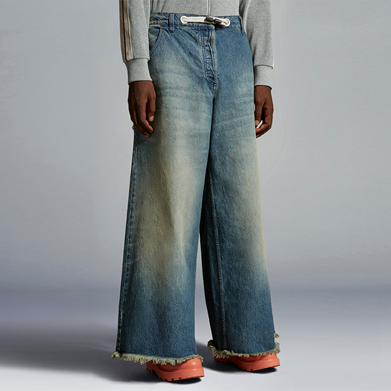 MONCLER GENIUS PALM ANGELS FW23 Fringe Wide-Leg Jeans Blue Unisex. I209L2A00001M3414780 圖 4
