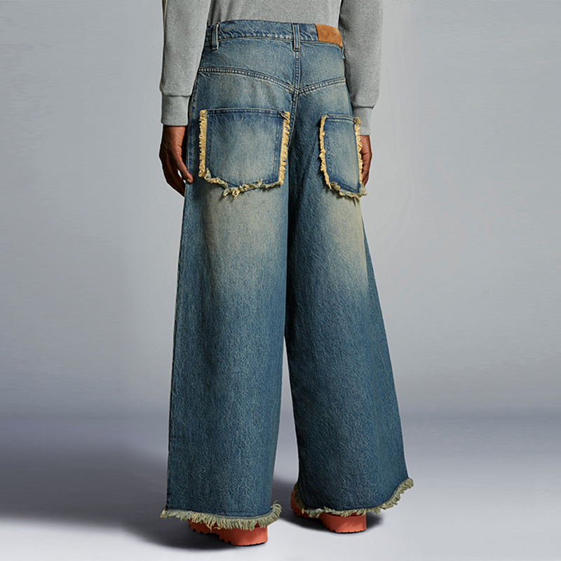 MONCLER GENIUS PALM ANGELS FW23 Fringe Wide-Leg Jeans Blue Unisex. I209L2A00001M3414780 圖 5