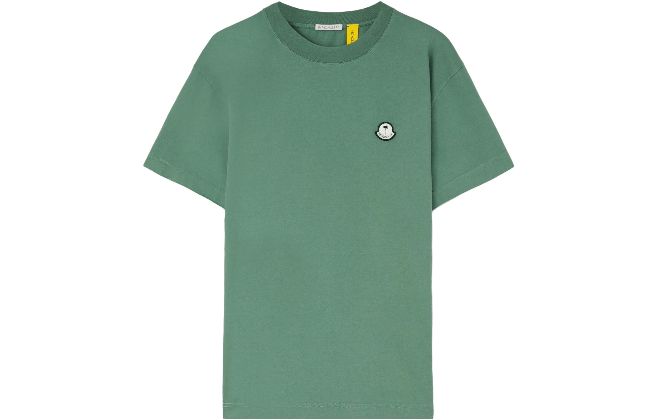 MONCLER GENIUS x PALM ANGELS FW23 Logo Cotton T-Shirt Unisex Green. I209L8C00003M3568855