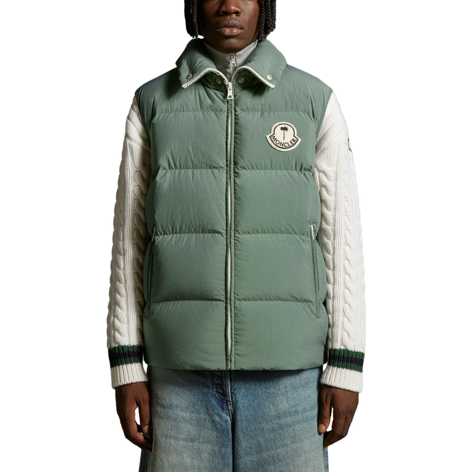 MONCLER GENIUS PALM ANGELS FW23 Logo Nylon Vest Green Unisex Retro Design I209L1A00013M3377855 圖 3