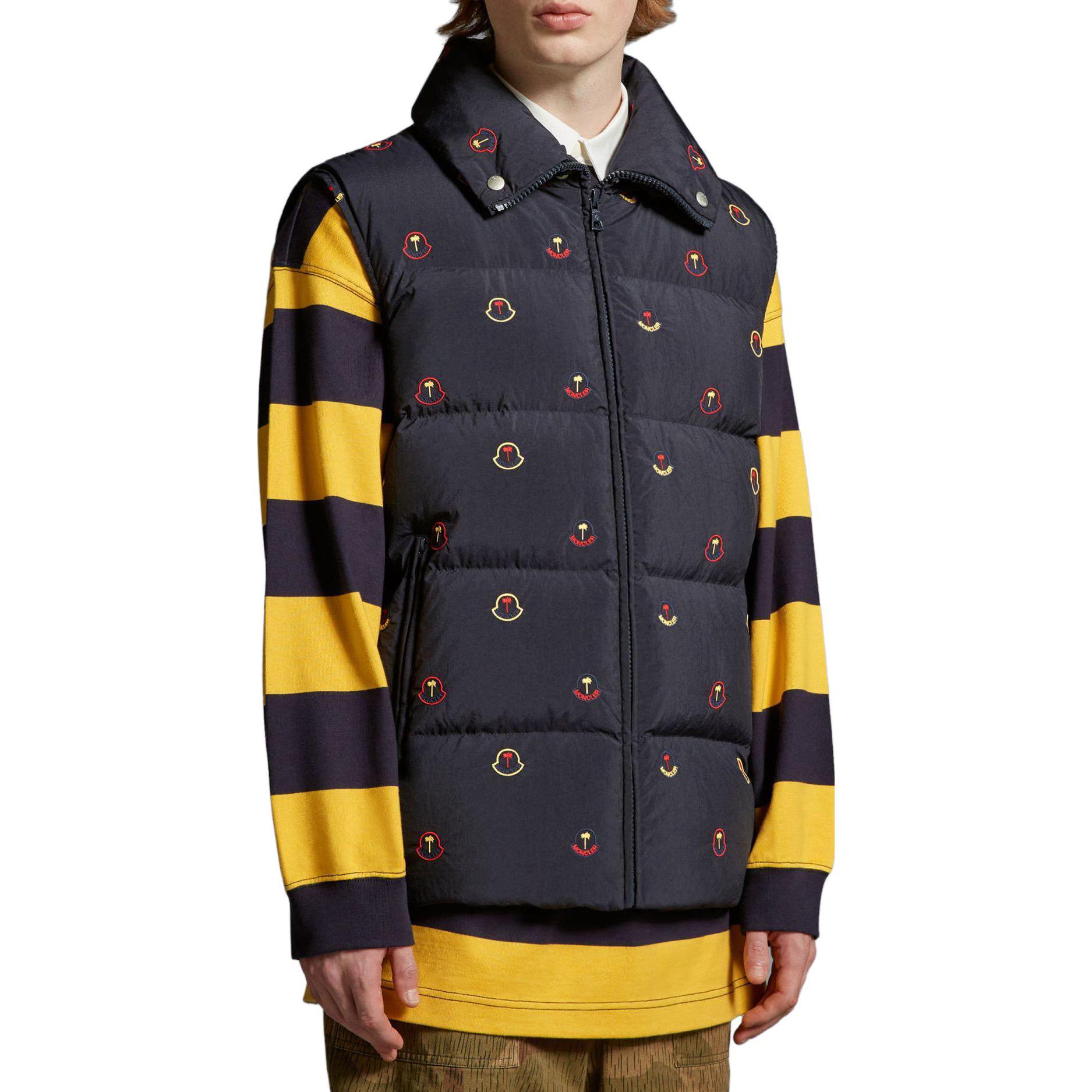 Lookbook MONCLER GENIUS x PALM ANGELS FW23 复古刺绣尼龙马甲 海军蓝/红 男女款 I209L1A00013M3573742