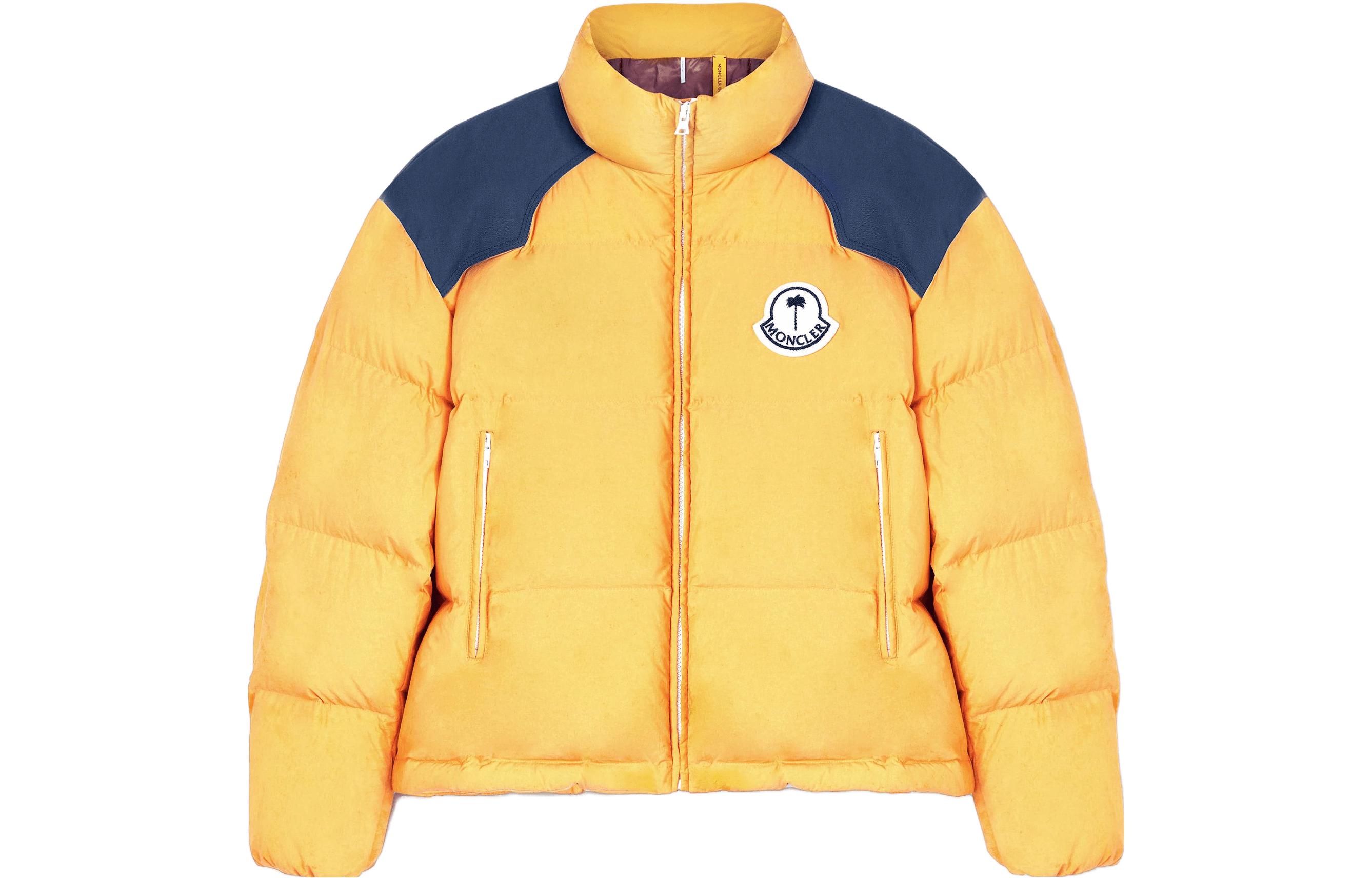 MONCLER GENIUS x PALM ANGELS FW23 Retro Puffer Jacket Unisex Yellow/Blue. I209L1A00017M3377F17