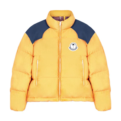 MONCLER GENIUS PALM ANGELS FW23 Retro Puffer Jacket Unisex Yellow/Blue. I209L1A00017M3377F17
