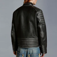 Shop MONCLER GENIUS x PALM ANGELS FW23 Unisex Black Leather Down Jacket. I209L1A00009M3477999