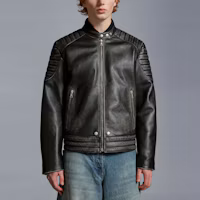 Details for MONCLER GENIUS x PALM ANGELS FW23 Unisex Black Leather Down Jacket. I209L1A00009M3477999