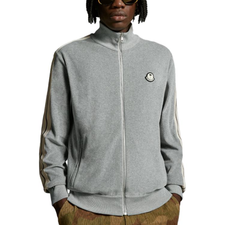 Shop Sudadera Gris Unisex MONCLER GENIUS x PALM ANGELS FW23 Cuello Alto Cremallera Fleece I209L8G0000189A6S984