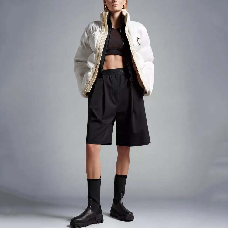 Shop MONCLER GENIUS x Palm Angels Maya White Unisex Down Jacket Short Stand Collar H20961A00010M2847001