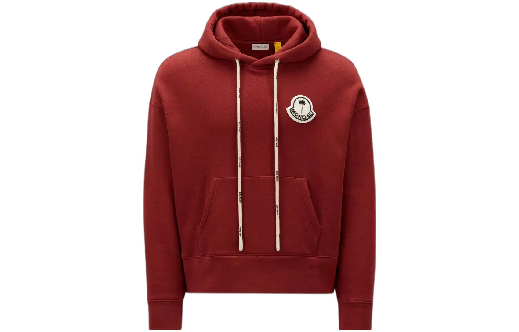 Buy MONCLER GENIUS x PALM ANGELS Red Logo Hoodie Unisex Collaboration. H209L8G00007M2513470