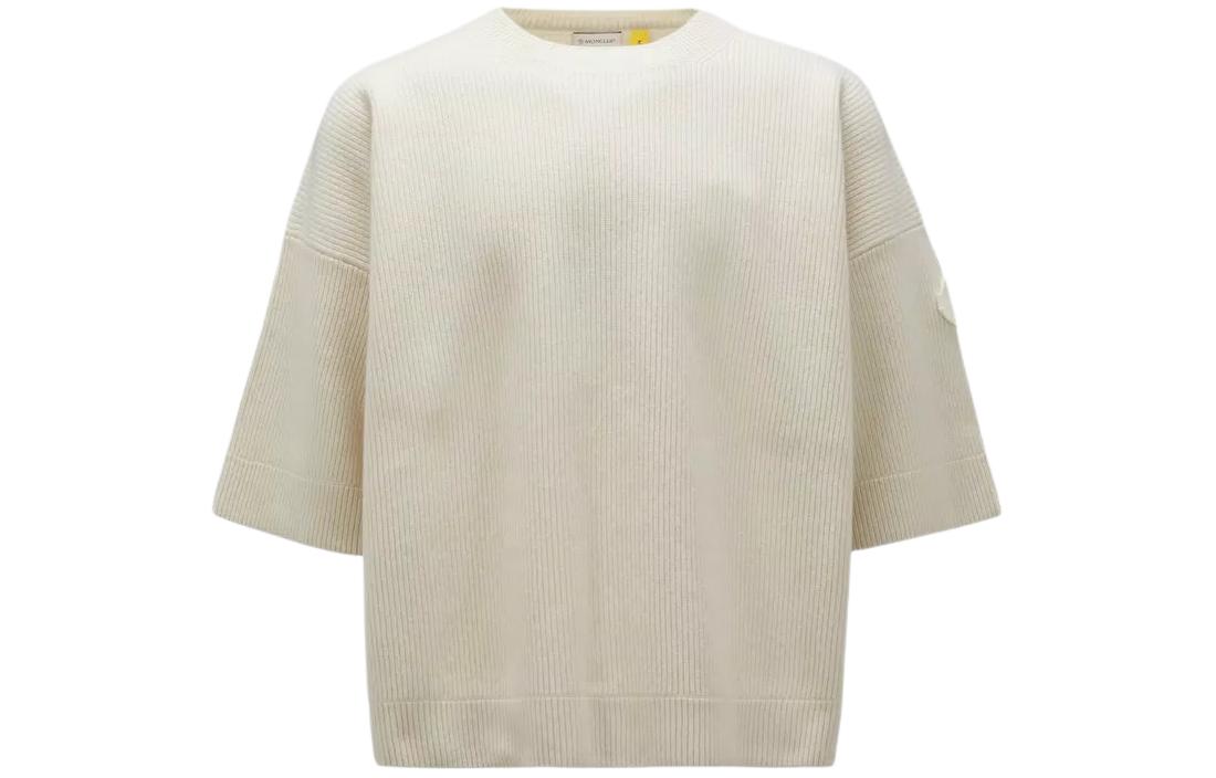 Buy MONCLER GENIUS x Roc Nation SS24 白色七分袖圆领毛衣。 I209W9C00001M1115034