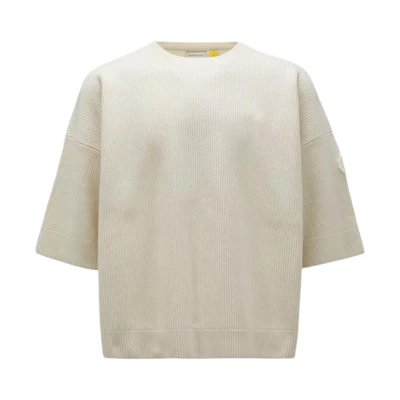 MONCLER GENIUS Roc Nation SS24 White 3/4 Sleeve Crewneck Sweater. I209W9C00001M1115034