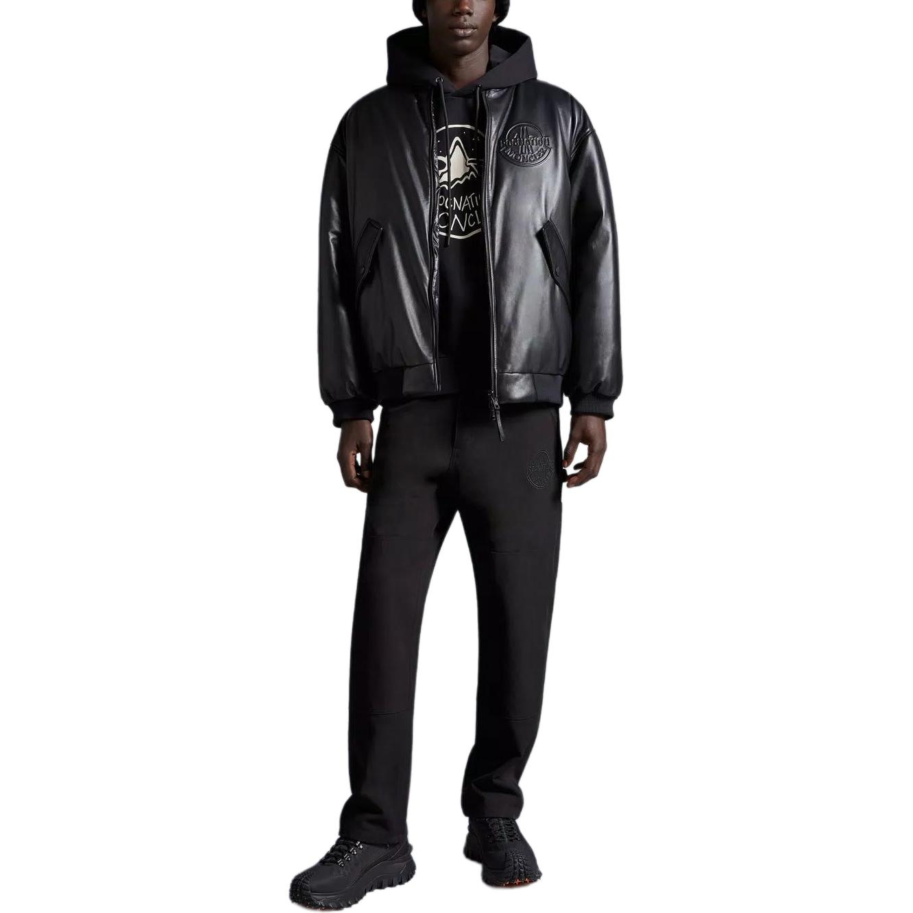 Shop 몽클레르 지니어스 x 록네이션 SS24 카시오페이아 가죽 패딩 재킷 블랙 유니섹스. I209W1A00002M3384999