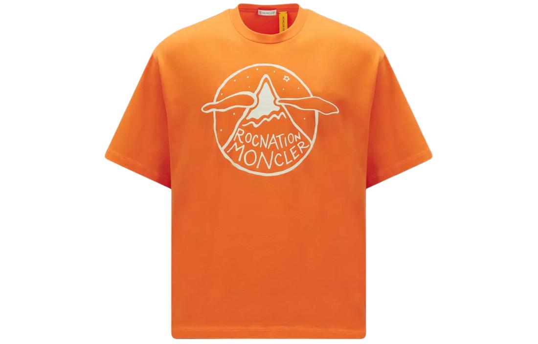 Buy MONCLER GENIUS x Roc Nation 男款亮橙色印花短袖T恤 SS24 系列 I209W8C0000689A8Y328