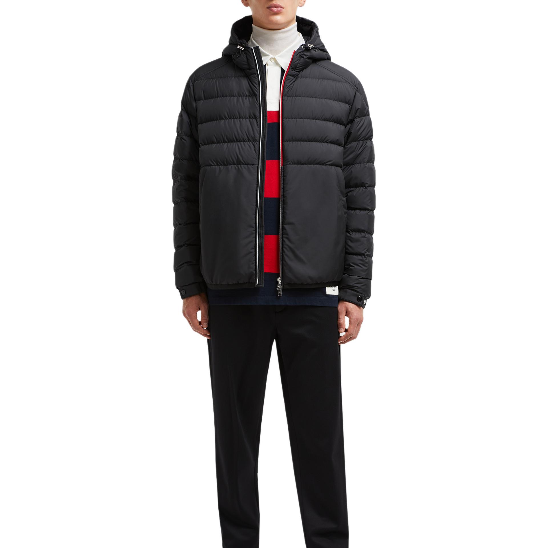 Moncler Glarey FW24 Black Hooded Down Jacket Unisex with Tri-Color Trim. J20911A00070549SK999 圖 3