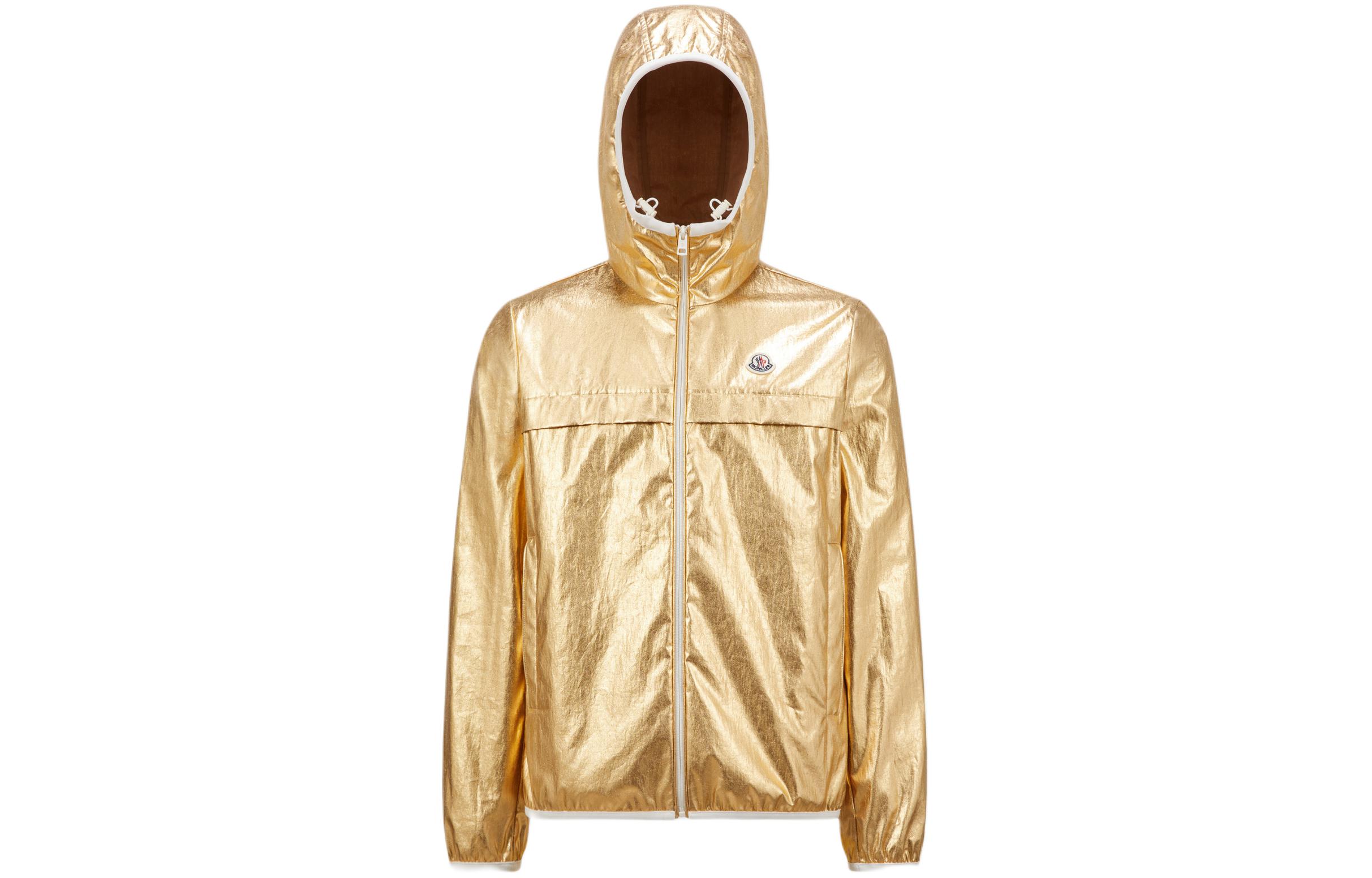 Moncler Gold Zip-Up Hooded Jacket with Twill Long Sleeves J10911A00137M423312K