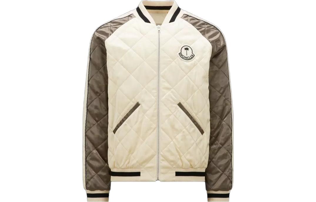 Moncler Gosper Down Varsity Jacket Quilted Embroidery Unisex White/Brown I209L1A00005M3376P29