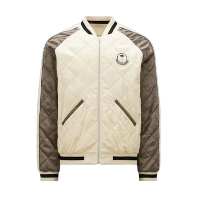 Moncler Gosper Down Varsity Jacket Quilted Embroidery Unisex White/Brown I209L1A00005M3376P29