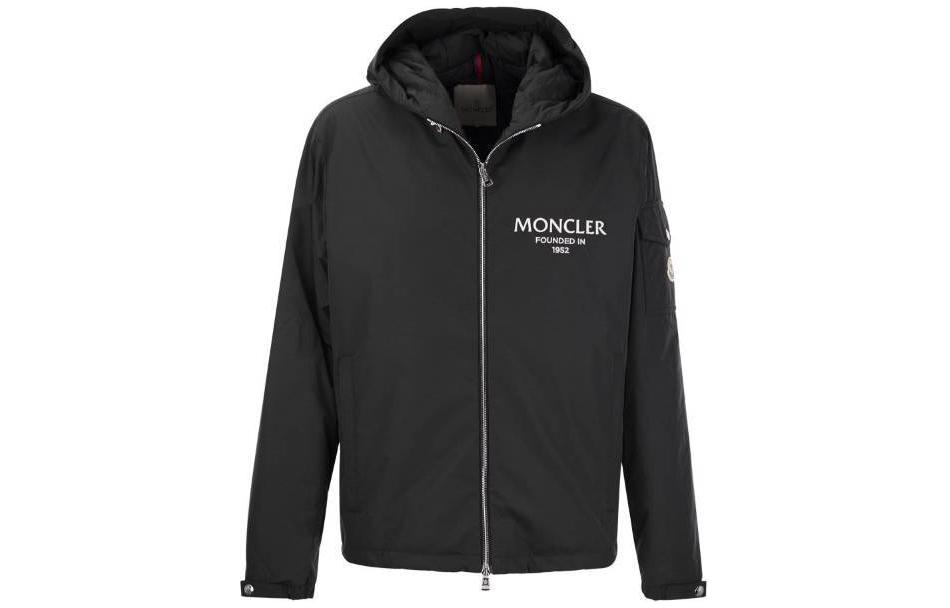 Moncler Granero Short Down Jacket Black Hooded Slim-Fit Zip-Up Embroidered Coat J10911A0002654A91999