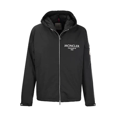 Moncler Granero Short Down Jacket Black Hooded Slim-Fit Zip-Up Embroidered Coat J10911A0002654A91999