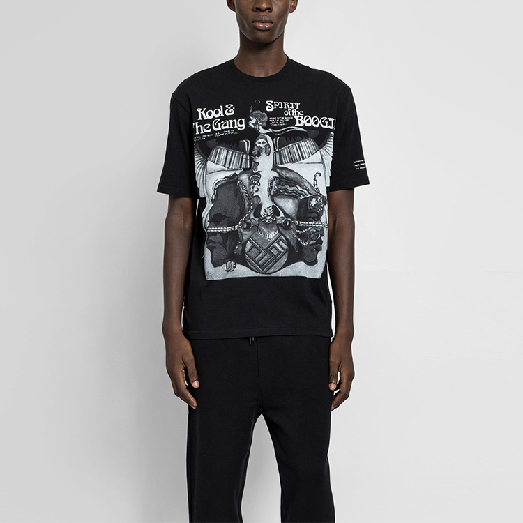 Shop Moncler Baju-T Leher Bulat Cetakan Grafik Lengan Pendek Hitam. 8C705108392B999