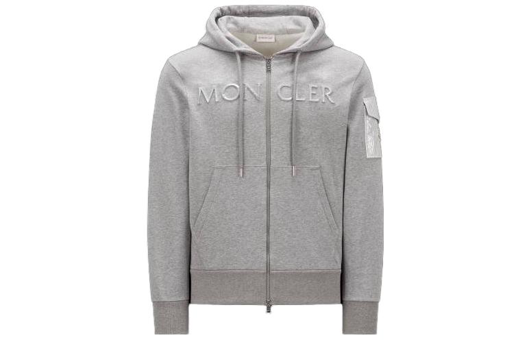 Moncler Gray Loose Fit Hoodie with Letter Print I20918G0000689A2L986