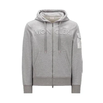 Moncler Gray Loose Fit Hoodie with Letter Print I20918G0000689A2L986