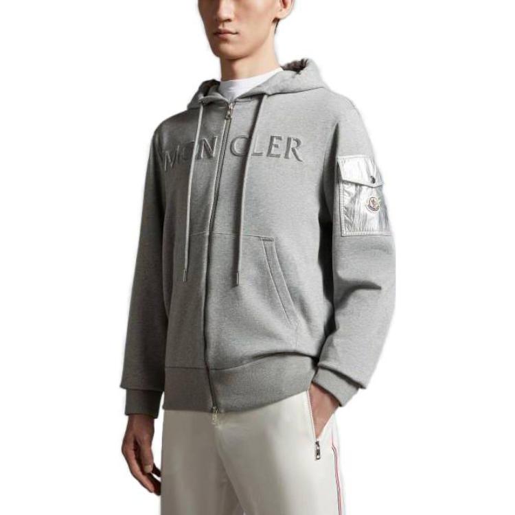 Lookbook 몽클레르 그레이 루즈핏 레터 프린트 후드티 I20918G0000689A2L986