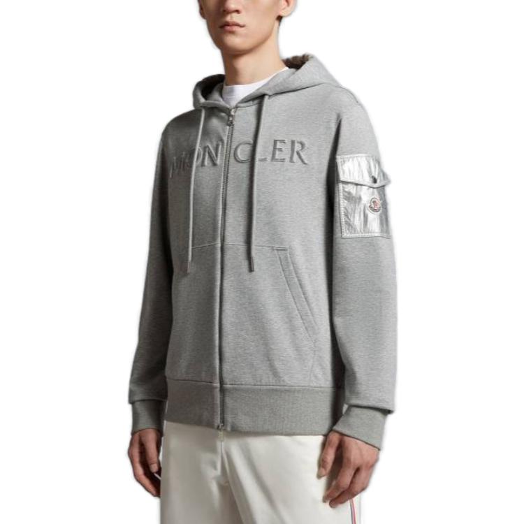 Purchase 몽클레르 그레이 루즈핏 레터 프린트 후드티 I20918G0000689A2L986