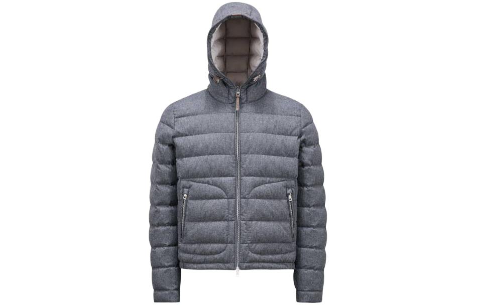 Moncler Gray Solid Color Hooded Loose Fit Zip-Up Jacket J10911A00070596LQ940