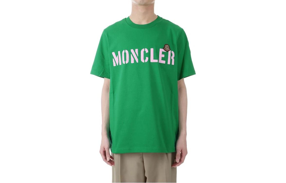 Order Moncler 綠色舒適圓領字母印花休閒T恤 8C00029-8390T-853