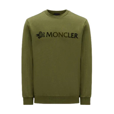 Moncler Green Crewneck Letter Logo Fitted Long-Sleeve Sweatshirt I20918G00016809KR818